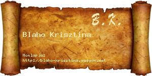 Blaho Krisztina névjegykártya